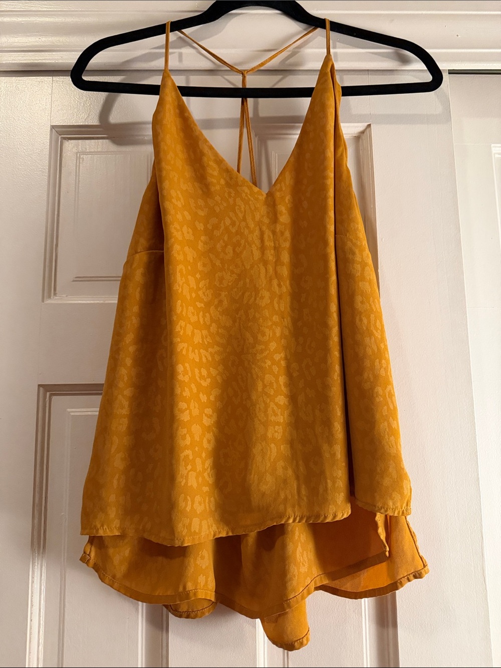 Mustard Yellow Satin Cami Tank Top - Women